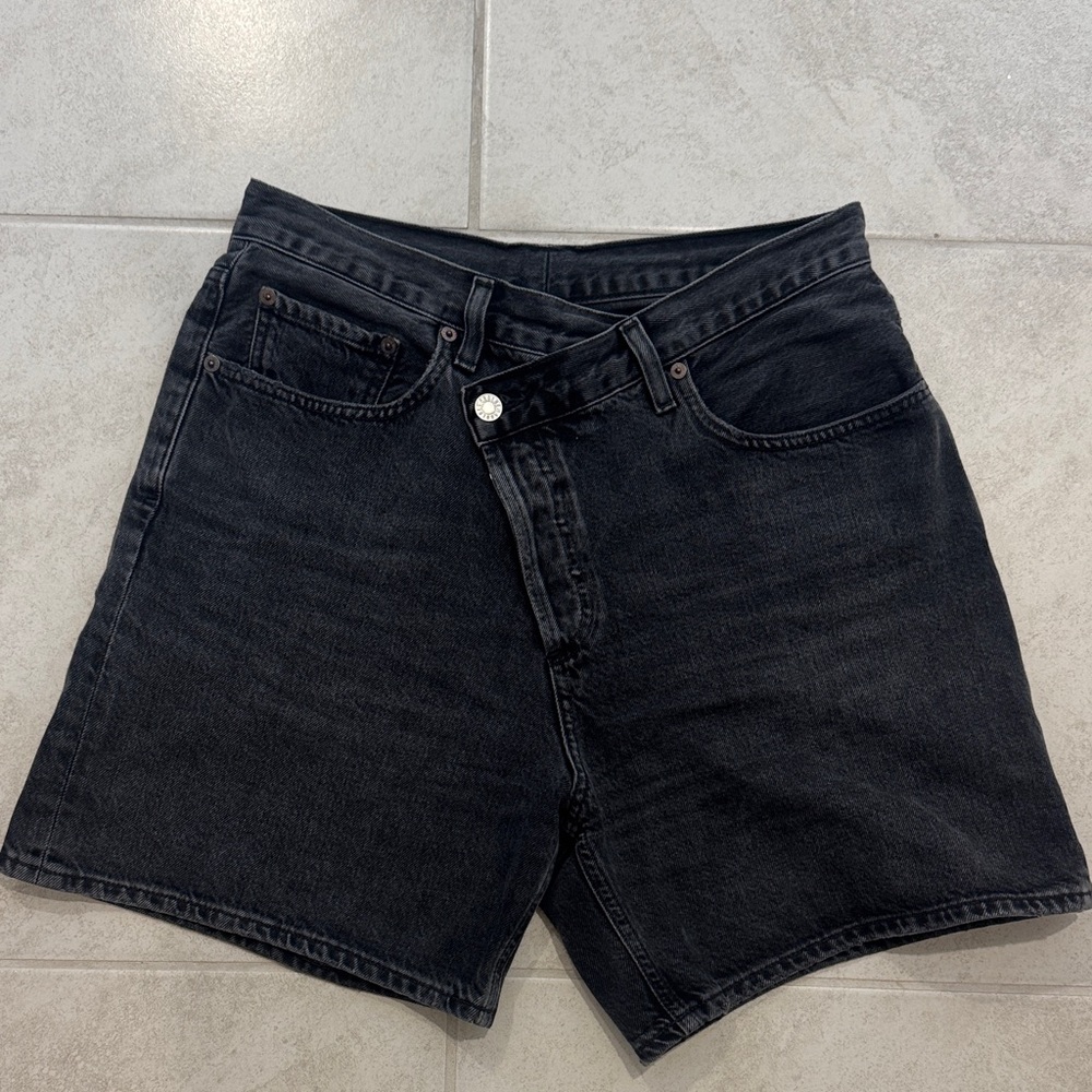 Agolde High Waist Women's Denim Shorts in Black